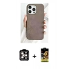 MARSİLYAN™- iPhone 15 Pro Max Kılıf Pusula Modern - Siyah Buffer Cam Ekran Koruyucu + Turuncu PVD Metal Kamera Lens