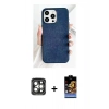 MARSİLYAN™- iPhone 15 Pro Max Kılıf Pusula Modern - Siyah Buffer Hayalet Cam Ekran Koruyucu + Gri PVD Metal Kamera Lens