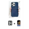 MARSİLYAN™- iPhone 15 Pro Max Kılıf Pusula Modern - Siyah Buffer Hayalet Cam Ekran Koruyucu + PVD Metal Kamera Lens - LT