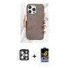 MARSİLYAN™- iPhone 15 Pro Max Kılıf Pusula Modern - Siyah Buffer Hayalet Cam Ekran Koruyucu + PVD Metal Kamera Lens - LT