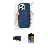 MARSİLYAN™- iPhone 15 Pro Max Kılıf Pusula Modern - Siyah Buffer Hayalet Cam Ekran Koruyucu + Raze Metal Kamera Lens - SH