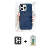 MARSİLYAN™- iPhone 15 Pro Max Kılıf Pusula Modern - Siyah Polymer Nano Ekran Koruyucu + Gri PVD Metal Kamera Lens