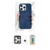 MARSİLYAN™- iPhone 15 Pro Max Kılıf Pusula Modern - Siyah Polymer Nano Ekran Koruyucu + PVD Metal Kamera Lens - GS