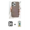 MARSİLYAN™- iPhone 15 Pro Max Kılıf Pusula Modern - Siyah Polymer Nano Ekran Koruyucu + PVD Metal Kamera Lens - GS