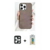 MARSİLYAN™- iPhone 15 Pro Max Kılıf Pusula Modern - Siyah Polymer Nano Ekran Koruyucu + PVD Metal Kamera Lens - LT