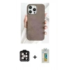 MARSİLYAN™- iPhone 15 Pro Max Kılıf Pusula Modern - Siyah Polymer Nano Ekran Koruyucu + PVD Metal Kamera Lens - TU