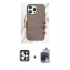 MARSİLYAN™- iPhone 15 Pro Max Kılıf Pusula Modern - Siyah Vanessa Magic Cam + Gümüş PVD Metal Kamera Lens