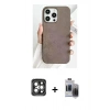MARSİLYAN™- iPhone 15 Pro Max Kılıf Pusula Modern - Siyah Vanessa Magic Hayalet Cam + PVD Metal Kamera Lens - GI