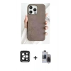MARSİLYAN™- iPhone 15 Pro Max Kılıf Pusula Modern - Siyah Vanessa Magic Hayalet Cam + PVD Metal Kamera Lens - SH