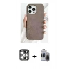 MARSİLYAN™- iPhone 15 Pro Max Kılıf Pusula Modern - Siyah Vanessa Magic Hayalet Cam + PVD Metal Kamera Lens - GS