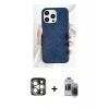 MARSİLYAN™- iPhone 15 Pro Max Kılıf Pusula Modern - Siyah Vanessa Magic Hayalet Cam + PVD Metal Kamera Lens - GS