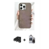 MARSİLYAN™- iPhone 15 Pro Max Kılıf Pusula Modern - Siyah Vanessa Magic Hayalet Cam + Titanyum Gri Raze Metal Kamera Lens