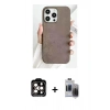 MARSİLYAN™- iPhone 15 Pro Max Kılıf Pusula Modern - Siyah Vanessa Magic Hayalet Cam + PVD Metal Kamera Lens - TU