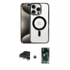 MARSİLYAN™- iPhone 15 Pro Max Kılıf Siluet Çizgi Serisi - Şeffaf 360 Full Body Arka Koruyucu + Raze Metal Kamera Lens - GS