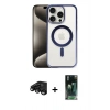 MARSİLYAN™- iPhone 15 Pro Max Kılıf Siluet Çizgi Serisi - Şeffaf 360 Full Body Arka Koruyucu + Raze Metal Kamera Lens - SH