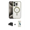 MARSİLYAN™- iPhone 15 Pro Max Kılıf Siluet Çizgi Serisi - Şeffaf Pasifik Cam Ekran Koruyucu + Raze Metal Kamera Lens - TMGI