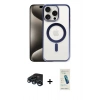 MARSİLYAN™- iPhone 15 Pro Max Kılıf Siluet Çizgi Serisi - Şeffaf Pasifik Cam Ekran Koruyucu + Raze Metal Kamera Lens - LT