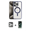 MARSİLYAN™- iPhone 15 Pro Max Kılıf Siluet Çizgi Serisi - Siyah 360 Mat Full Body Arka Koruyucu + PVD Metal Kamera Lens - GS