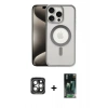 MARSİLYAN™- iPhone 15 Pro Max Kılıf Siluet Çizgi Serisi - Siyah 360 Mat Full Body Arka Koruyucu + PVD Metal Kamera Lens - GI