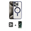 MARSİLYAN™- iPhone 15 Pro Max Kılıf Siluet Çizgi Serisi - Siyah 360 Mat Full Body Arka Koruyucu + PVD Metal Kamera Lens - GI
