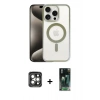 MARSİLYAN™- iPhone 15 Pro Max Kılıf Siluet Çizgi Serisi - Siyah 360 Mat Full Body Arka Koruyucu + PVD Metal Kamera Lens - GI