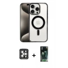MARSİLYAN™- iPhone 15 Pro Max Kılıf Siluet Çizgi Serisi - Siyah 360 Mat Full Body Arka Koruyucu + PVD Metal Kamera Lens - GI