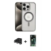 MARSİLYAN™- iPhone 15 Pro Max Kılıf Siluet Çizgi Serisi - Siyah 360 Mat Full Body Arka Koruyucu + Raze Metal Kamera Lens - TMGI