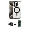 MARSİLYAN™- iPhone 15 Pro Max Kılıf Siluet Çizgi Serisi - Siyah 360 Mat Full Body Arka Koruyucu + Raze Metal Kamera Lens - TMGI