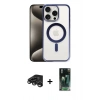 MARSİLYAN™- iPhone 15 Pro Max Kılıf Siluet Çizgi Serisi - Siyah 360 Mat Full Body Arka Koruyucu + Raze Metal Kamera Lens - TMGI