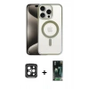 MARSİLYAN™- iPhone 15 Pro Max Kılıf Siluet Çizgi Serisi - Siyah 360 Mat Full Body Arka Koruyucu + PVD Metal Kamera Lens - SH