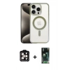 MARSİLYAN™- iPhone 15 Pro Max Kılıf Siluet Çizgi Serisi - Siyah 360 Mat Full Body Arka Koruyucu + PVD Metal Kamera Lens - TU