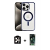 MARSİLYAN™- iPhone 15 Pro Max Kılıf Siluet Çizgi Serisi - Siyah 360 Mat Full Body Arka Koruyucu + PVD Metal Kamera Lens - TU
