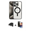 MARSİLYAN™- iPhone 15 Pro Max Kılıf Siluet Çizgi Serisi - Siyah 3D Antistatik Mat Seramik Nano Ekran Koruyucu + Raze Metal Kamera Lens - GS