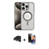 MARSİLYAN™- iPhone 15 Pro Max Kılıf Siluet Çizgi Serisi - Siyah 3D Antistatik Mat Seramik Nano Ekran Koruyucu + Raze Metal Kamera Lens - GS