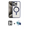 MARSİLYAN™- iPhone 15 Pro Max Kılıf Siluet Çizgi Serisi - Siyah 3D Antistatik Seramik Nano Ekran Koruyucu + PVD Metal Kamera Lens - GS