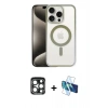 MARSİLYAN™- iPhone 15 Pro Max Kılıf Siluet Çizgi Serisi - Siyah 3D Antistatik Seramik Nano Ekran Koruyucu + PVD Metal Kamera Lens - LT