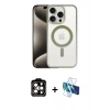 MARSİLYAN™- iPhone 15 Pro Max Kılıf Siluet Çizgi Serisi - Siyah 3D Antistatik Seramik Nano Ekran Koruyucu + PVD Metal Kamera Lens - TU