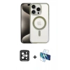 MARSİLYAN™- iPhone 15 Pro Max Kılıf Siluet Çizgi Serisi - Siyah 3D Antistatik Seramik Nano Ekran Koruyucu + PVD Metal Kamera Lens - SH