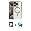 MARSİLYAN™- iPhone 15 Pro Max Kılıf Siluet Çizgi Serisi - Siyah 3D Antistatik Seramik Nano Ekran Koruyucu + PVD Metal Kamera Lens - GS