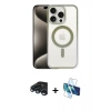MARSİLYAN™- iPhone 15 Pro Max Kılıf Siluet Çizgi Serisi - Siyah 3D Antistatik Seramik Nano Ekran Koruyucu + Raze Metal Kamera Lens - LT
