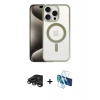 MARSİLYAN™- iPhone 15 Pro Max Kılıf Siluet Çizgi Serisi - Siyah 3D Antistatik Seramik Nano Ekran Koruyucu + Raze Metal Kamera Lens - TMGI