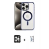MARSİLYAN™- iPhone 15 Pro Max Kılıf Siluet Çizgi Serisi - Siyah Bilvis 0.18mm Plus Cam Ekran Koruyucu + PVD Metal Kamera Lens - GI