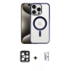 MARSİLYAN™- iPhone 15 Pro Max Kılıf Siluet Çizgi Serisi - Siyah Bilvis 0.18mm Plus Cam Ekran Koruyucu + PVD Metal Kamera Lens - LT