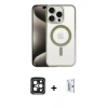 MARSİLYAN™- iPhone 15 Pro Max Kılıf Siluet Çizgi Serisi - Siyah Bilvis 0.18mm Plus Cam Ekran Koruyucu + PVD Metal Kamera Lens - SH