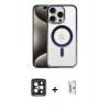 MARSİLYAN™- iPhone 15 Pro Max Kılıf Siluet Çizgi Serisi - Siyah Bilvis 0.18mm Plus Cam Ekran Koruyucu + PVD Metal Kamera Lens - SH