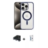 MARSİLYAN™- iPhone 15 Pro Max Kılıf Siluet Çizgi Serisi - Siyah Bilvis 0.18mm Plus Cam Ekran Koruyucu + Raze Metal Kamera Lens - LT