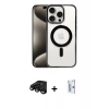 MARSİLYAN™- iPhone 15 Pro Max Kılıf Siluet Çizgi Serisi - Siyah Bilvis 0.18mm Plus Cam Ekran Koruyucu + Siyah Raze Metal Kamera Lens