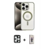 MARSİLYAN™- iPhone 15 Pro Max Kılıf Siluet Çizgi Serisi - Siyah Bilvis 3D Cam Ekran Koruyucu + PVD Metal Kamera Lens - LT