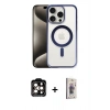 MARSİLYAN™- iPhone 15 Pro Max Kılıf Siluet Çizgi Serisi - Siyah Bilvis 3D Cam Ekran Koruyucu + PVD Metal Kamera Lens - TU