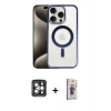 MARSİLYAN™- iPhone 15 Pro Max Kılıf Siluet Çizgi Serisi - Siyah Bilvis 3D Cam Ekran Koruyucu + PVD Metal Kamera Lens - GI